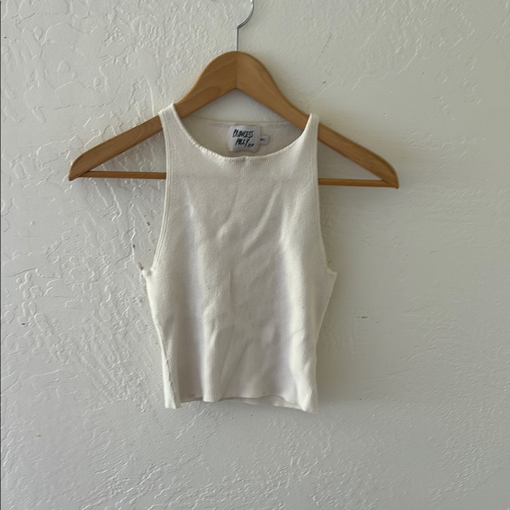 Princess Polly White Fitted Crop Tank Top
